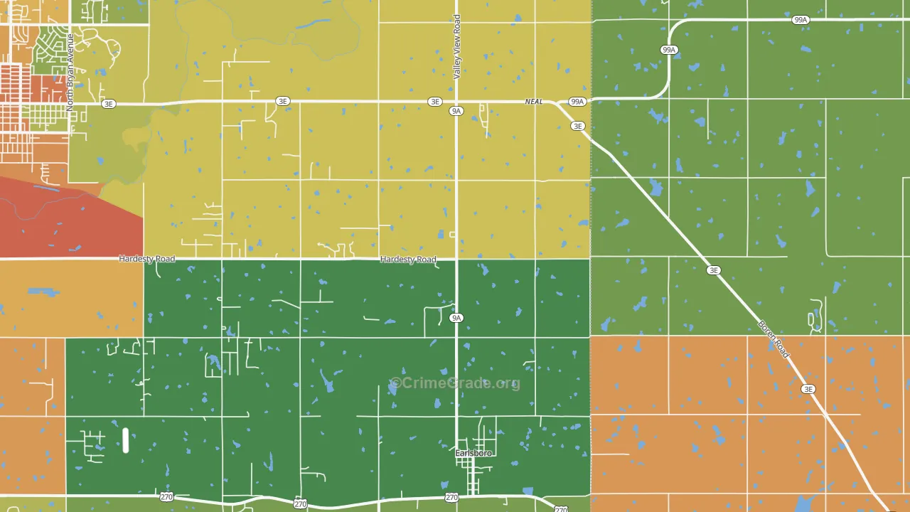Earlsboro, OK Map of Assault Rates