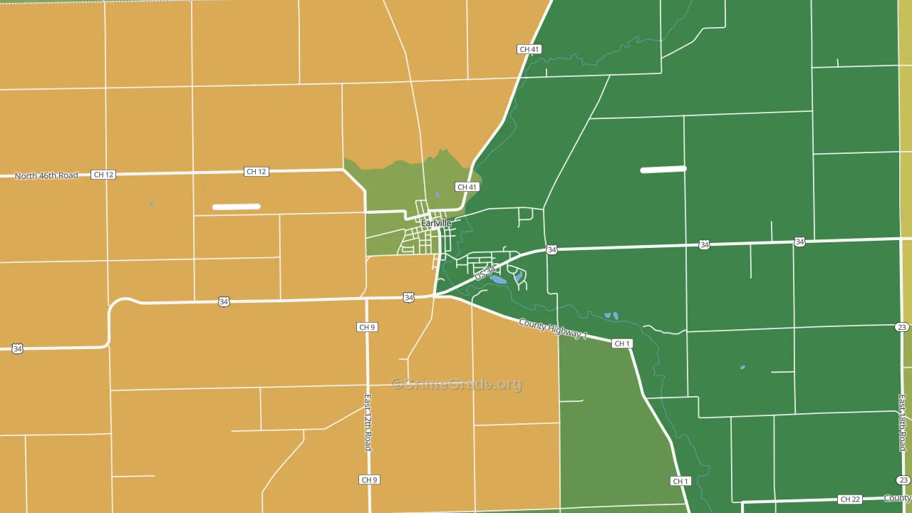 Earlville, IL Map of Assault Rates