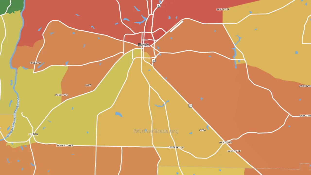 Early County, GA Map of Assault Rates