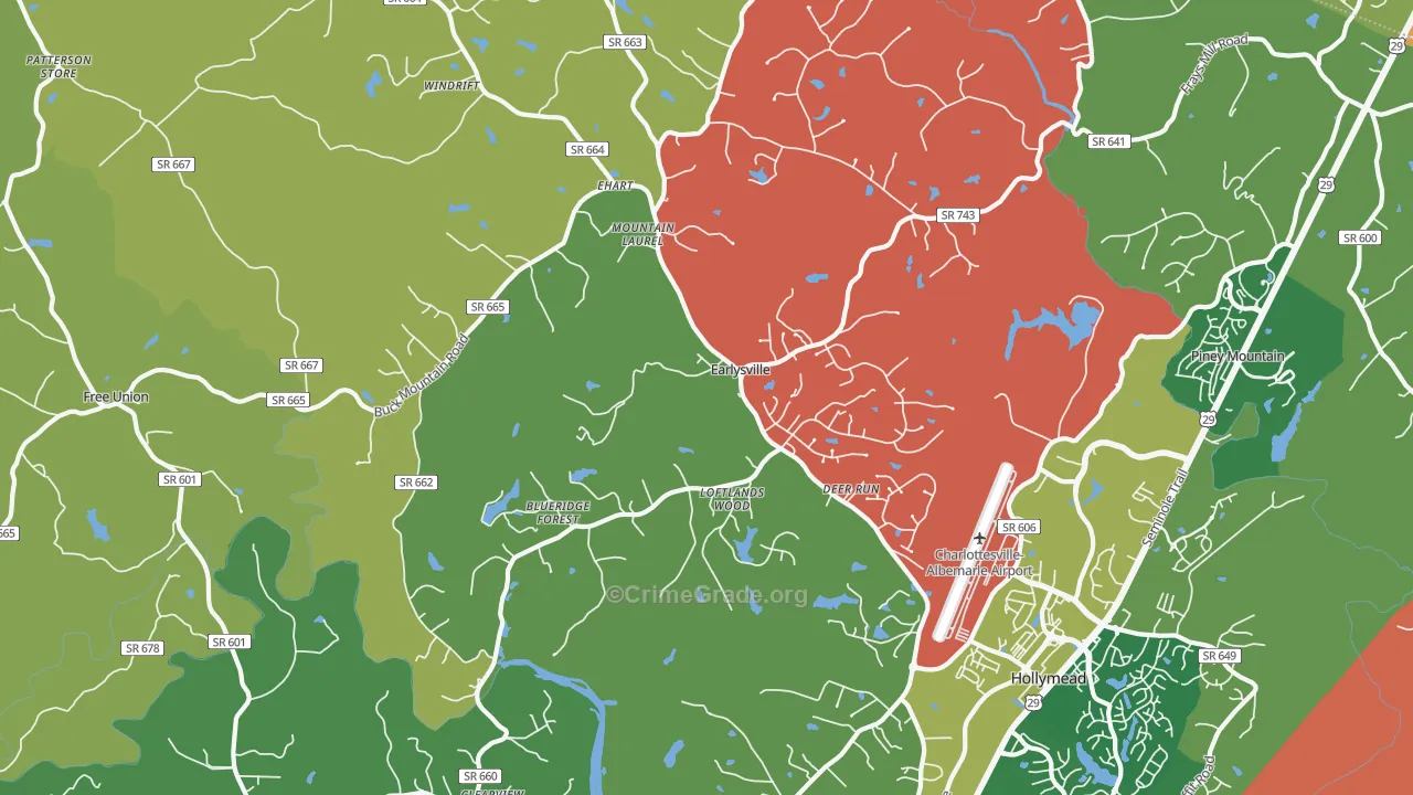 Earlysville, VA Map of Assault Rates