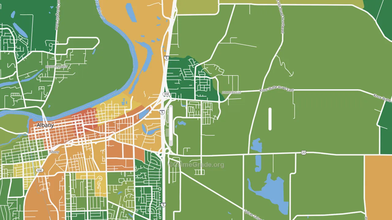 East Albany, Albany, OR Map of Assault Rates