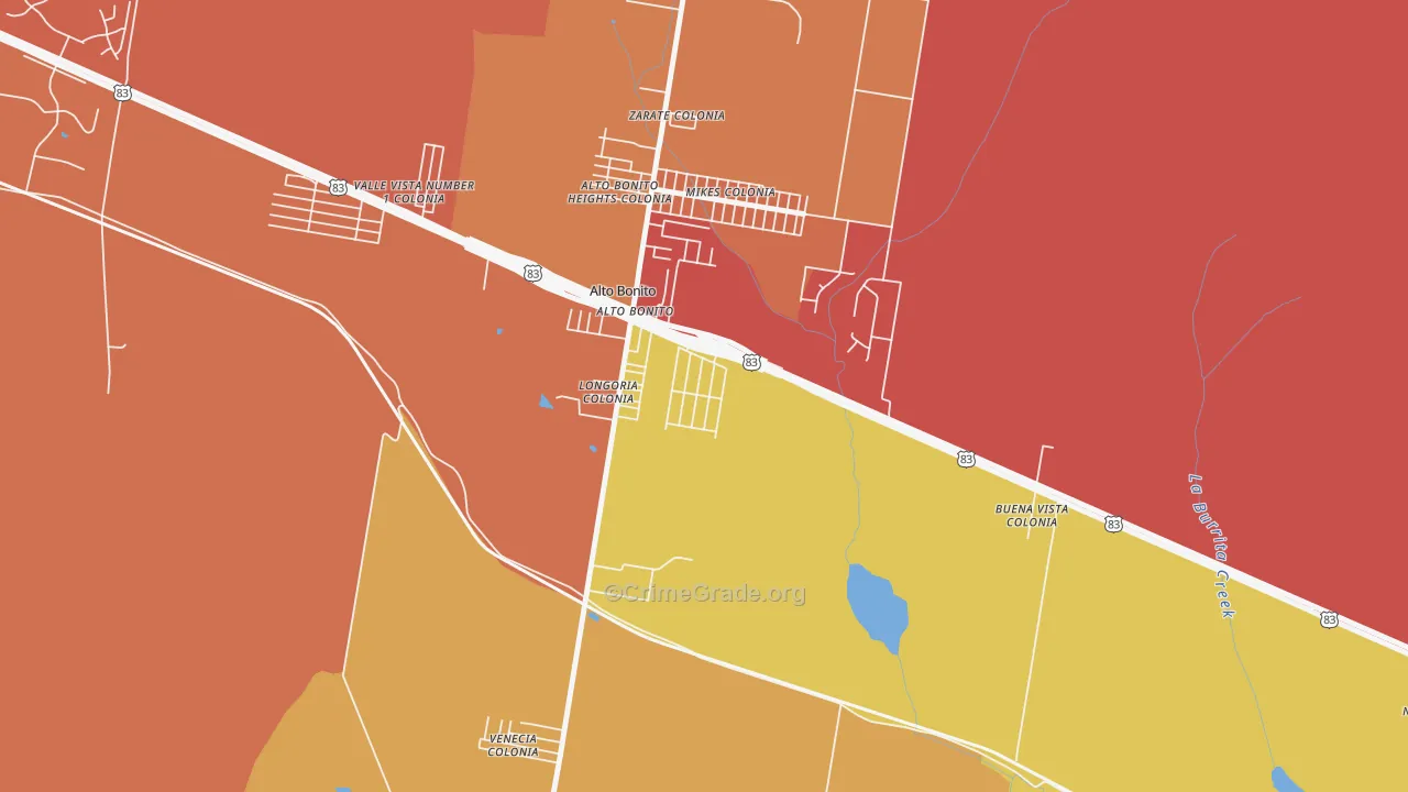 East Alto Bonito, TX Map of Assault Rates