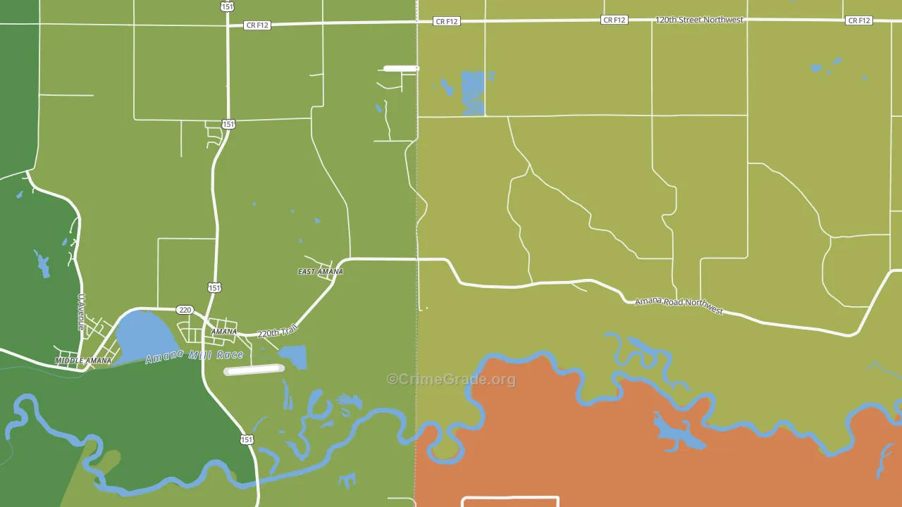 East Amana, IA Map of Assault Rates