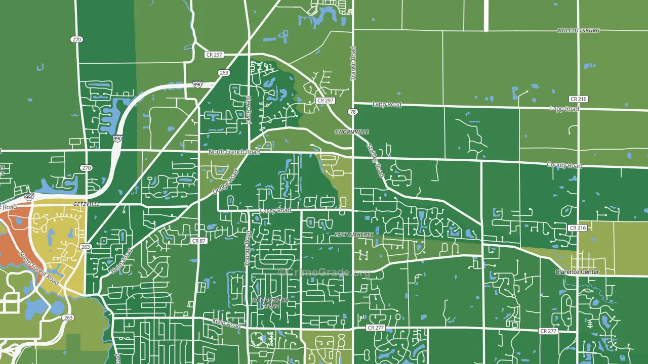 East Amherst, NY Map of Assault Rates