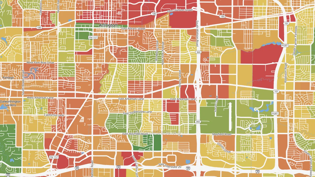 East Arlington, Arlington, TX Map of Assault Rates