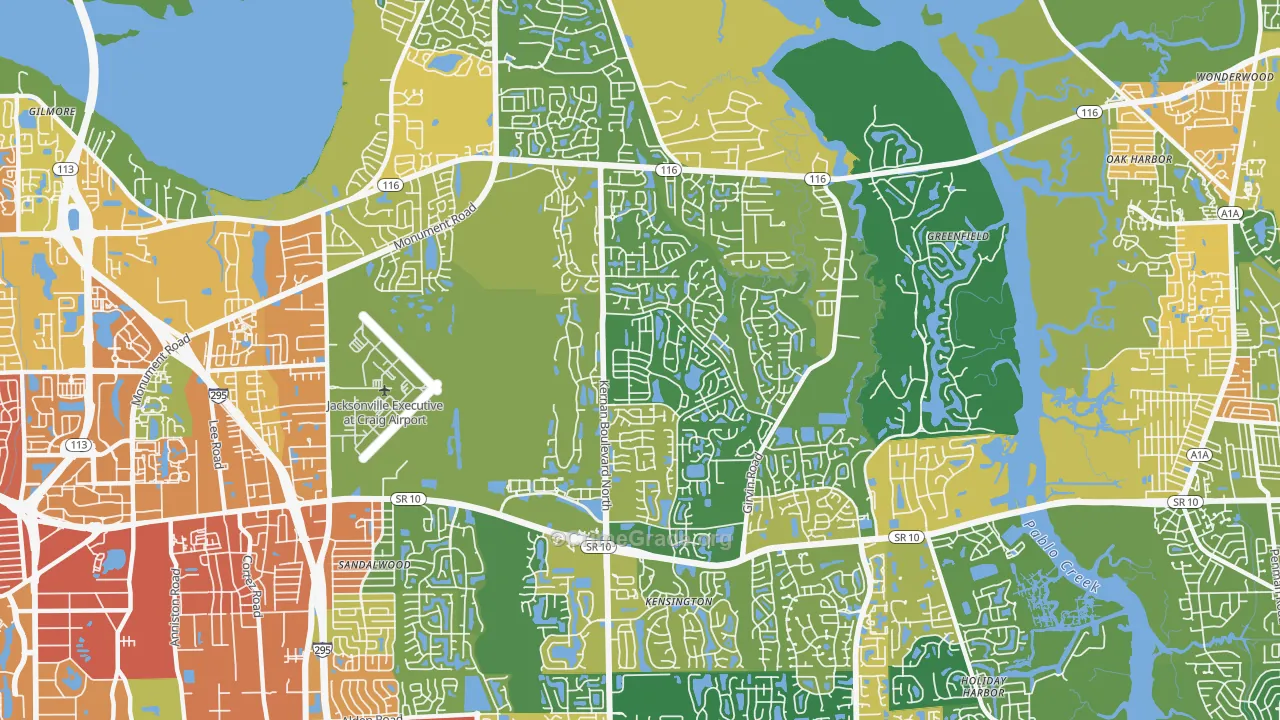 East Arlington, Jacksonville, FL Map of Assault Rates
