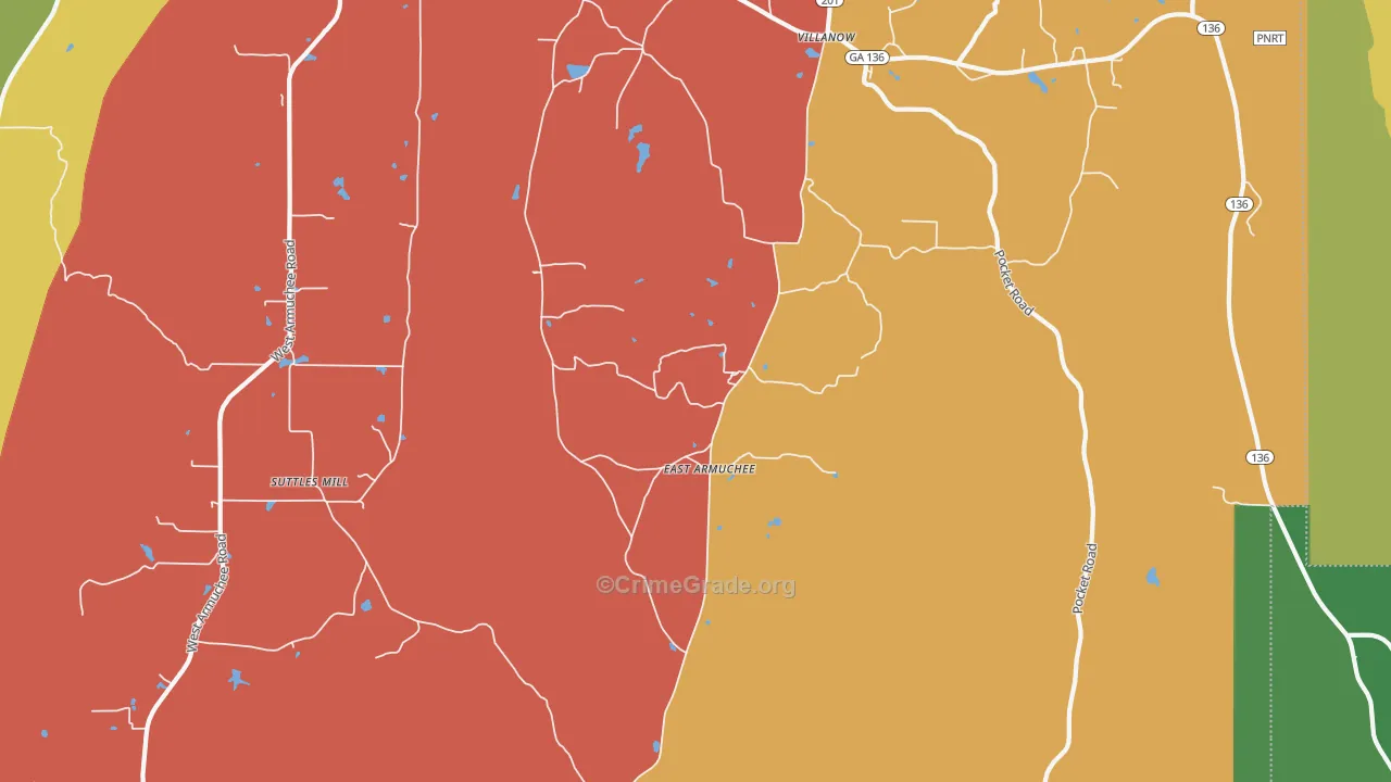 East Armuchee, GA Map of Assault Rates