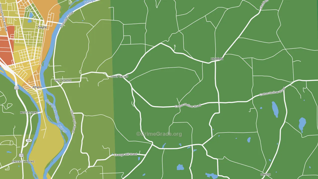 East Athens, PA Map of Assault Rates