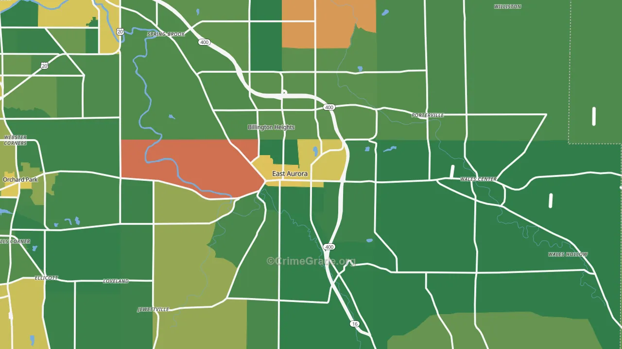 East Aurora, NY Map of Assault Rates