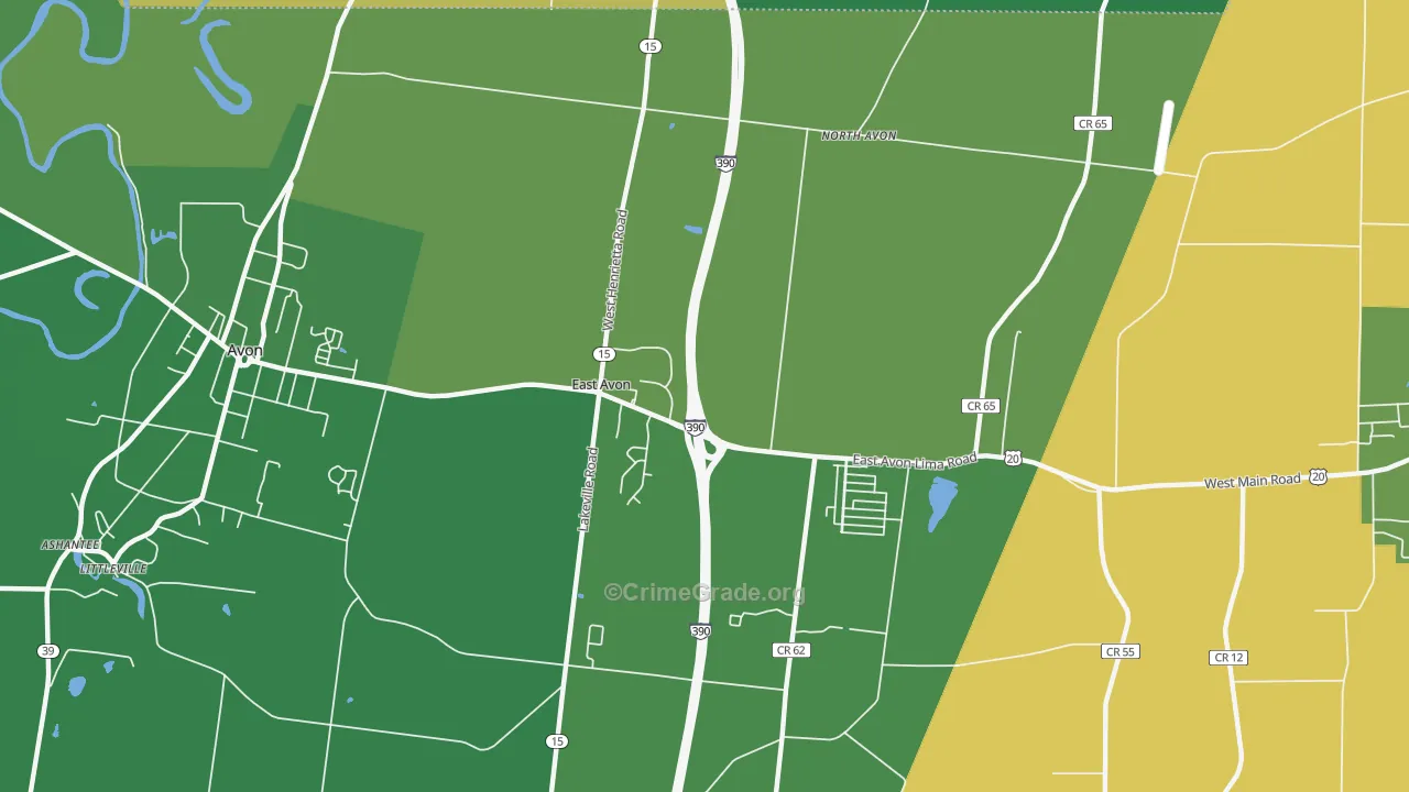 East Avon, NY Map of Assault Rates