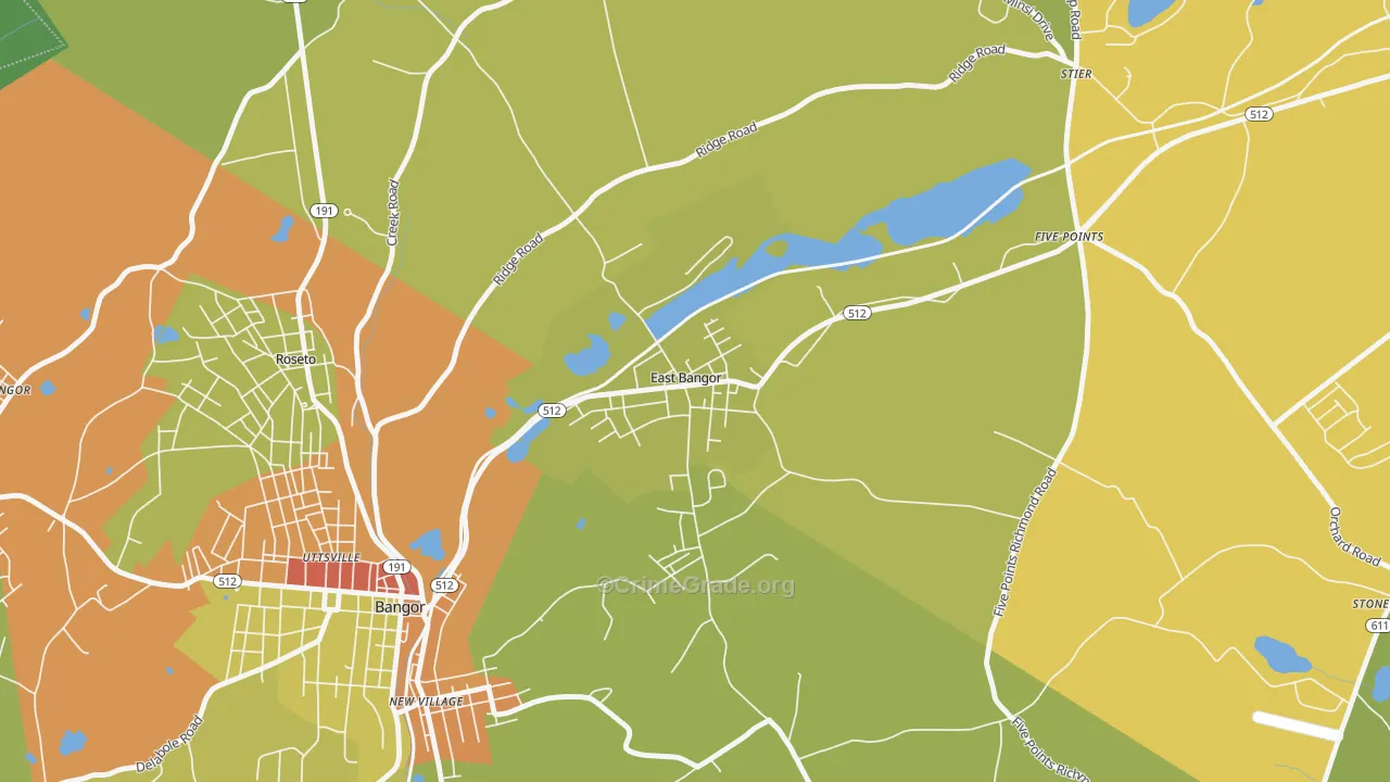 East Bangor, PA Map of Assault Rates