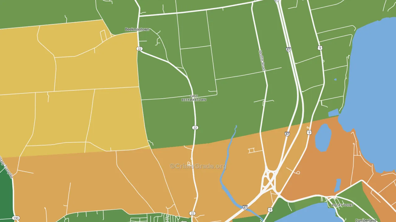 East Beekmantown, NY Map of Assault Rates