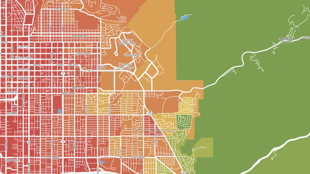 East Bench, Salt Lake City, UT Map of Assault Rates
