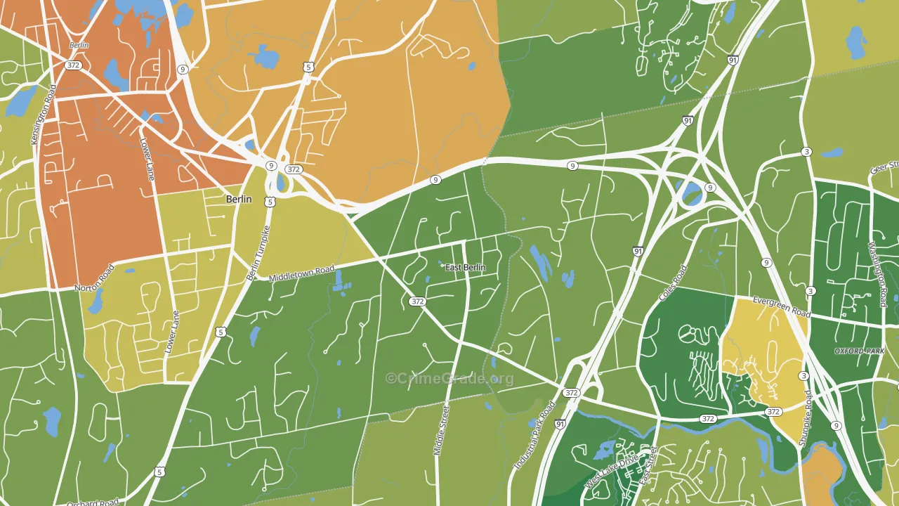 East Berlin, CT Map of Assault Rates
