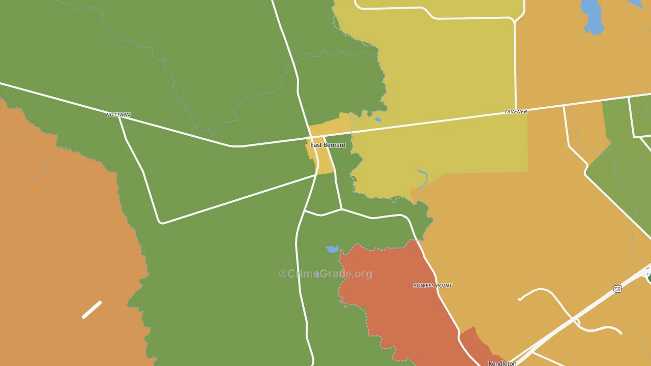 East Bernard, TX Map of Assault Rates