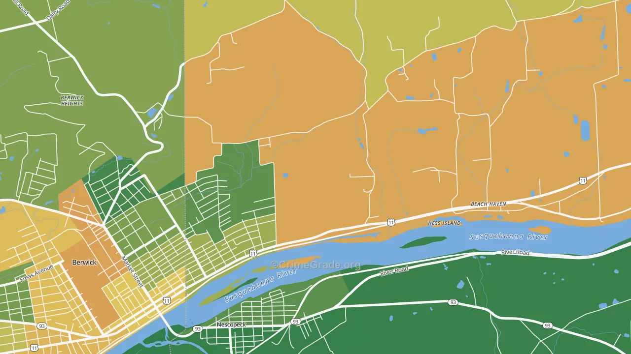 East Berwick, PA Map of Assault Rates