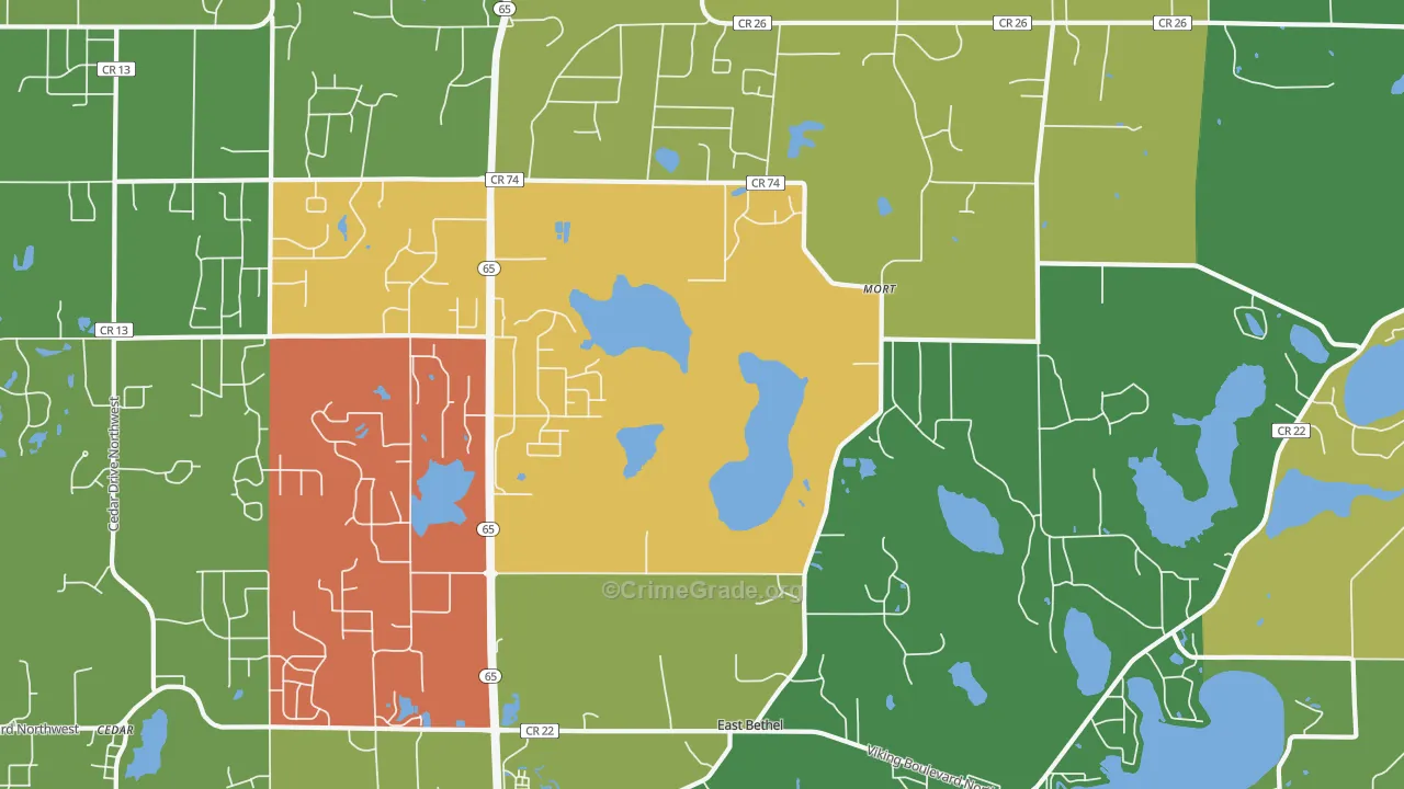 East Bethel, MN Map of Assault Rates