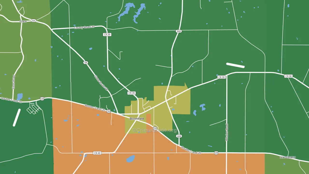 East Bloomfield, NY Map of Assault Rates