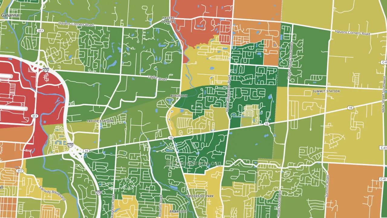 East Broad, Black Lick, OH Map of Assault Rates