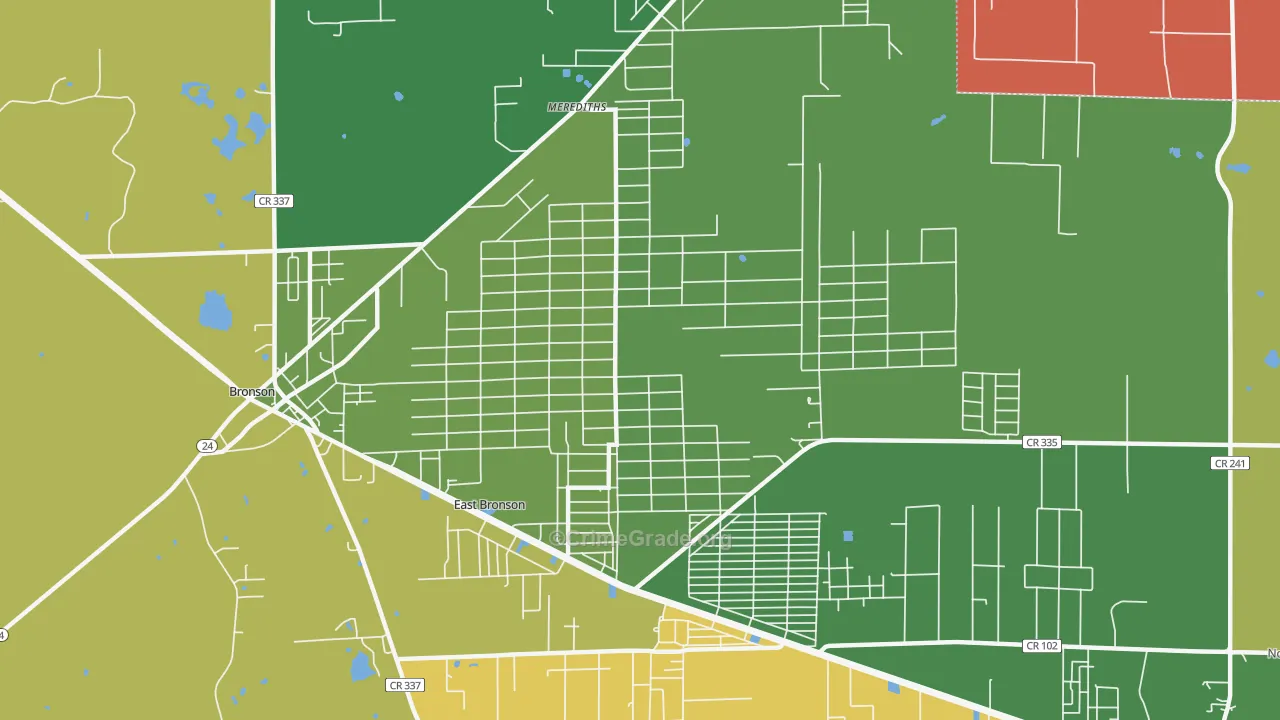 East Bronson, FL Map of Assault Rates