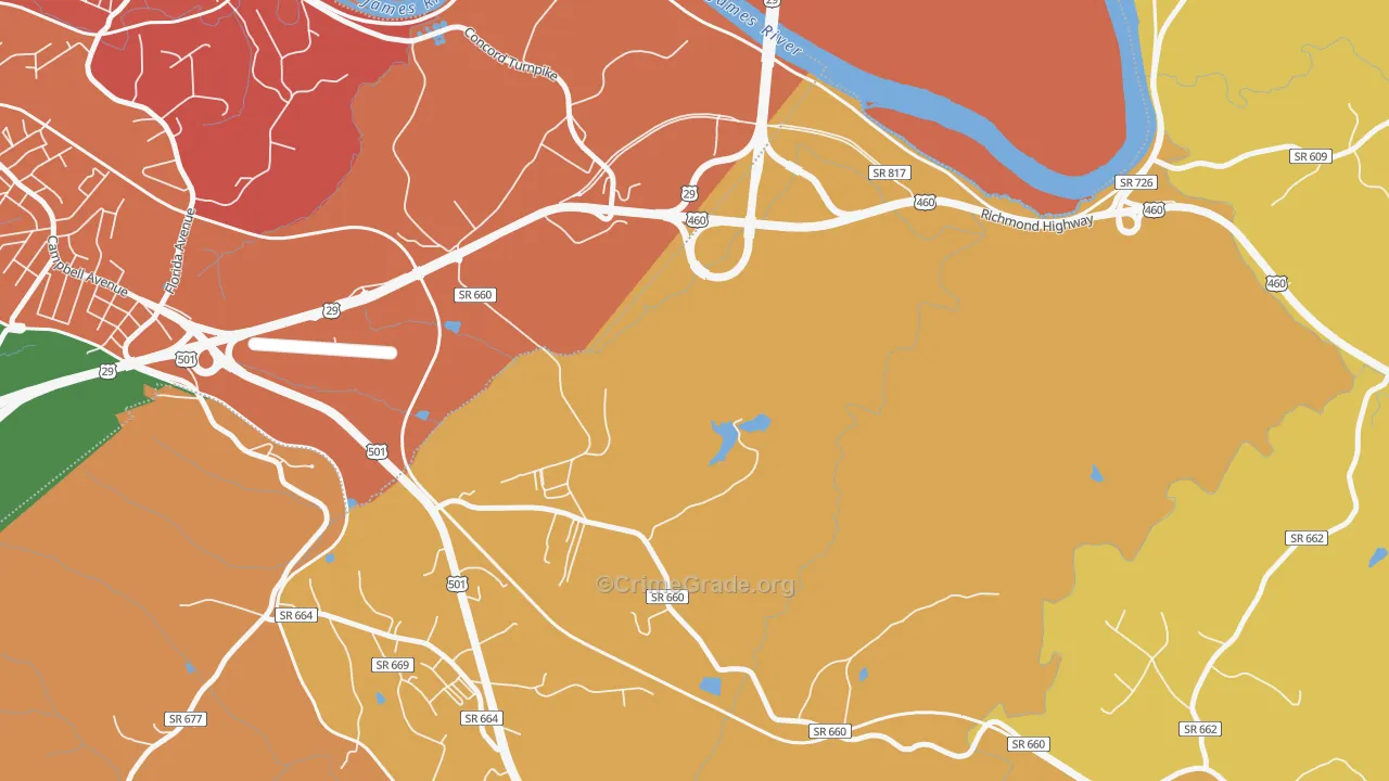 East Brook, VA Map of Assault Rates