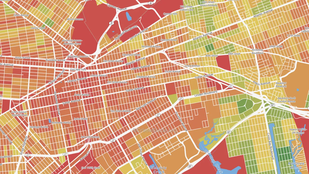 East Brooklyn, Brooklyn, NY Map of Assault Rates