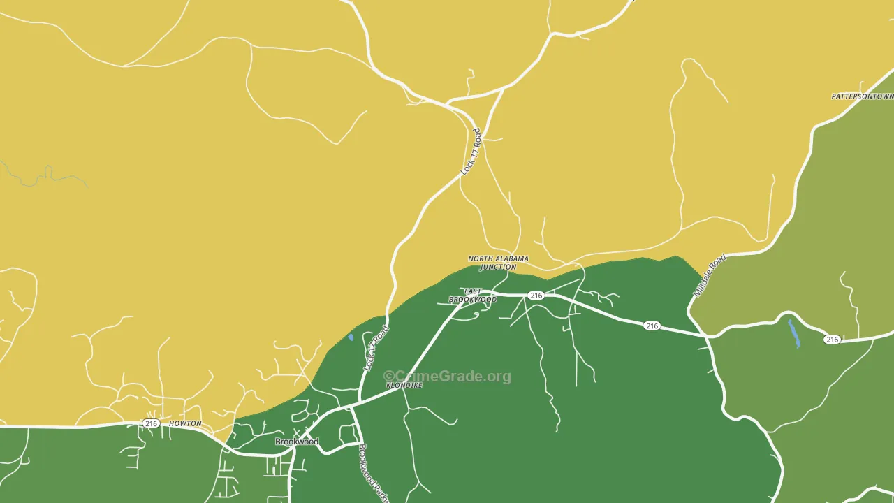 East Brookwood, AL Map of Assault Rates
