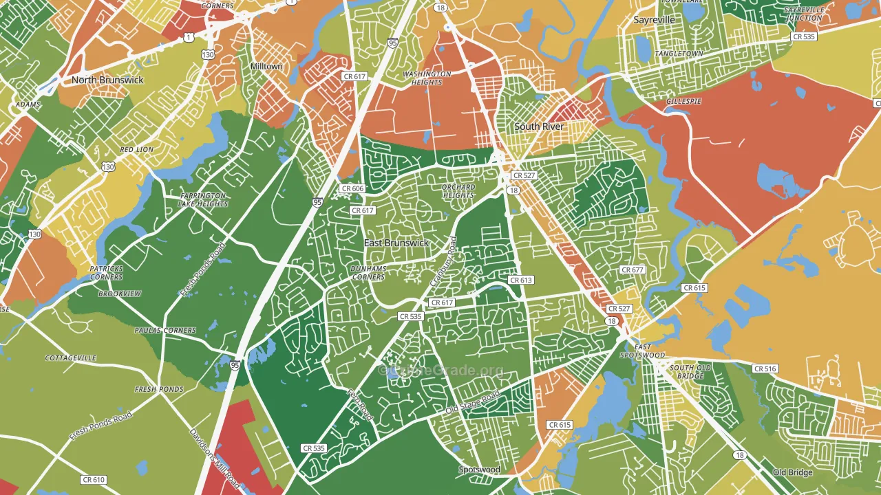 East Brunswick, NJ Map of Assault Rates