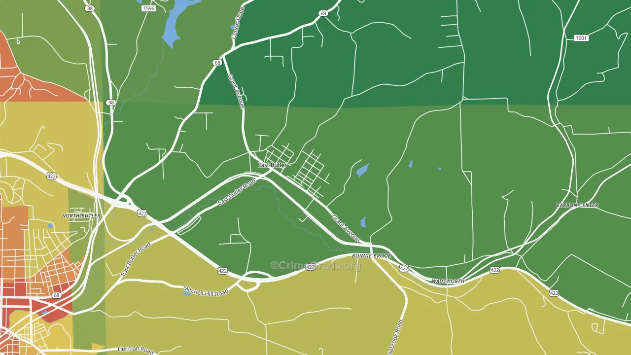East Butler, PA Map of Assault Rates