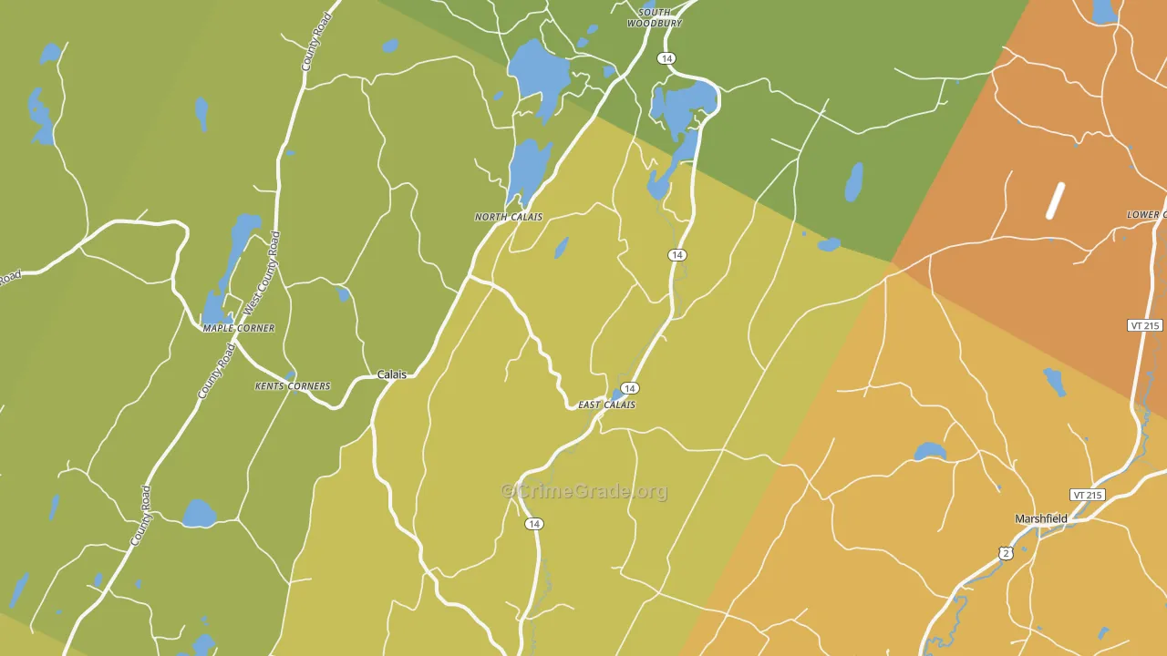 East Calais, VT Map of Assault Rates