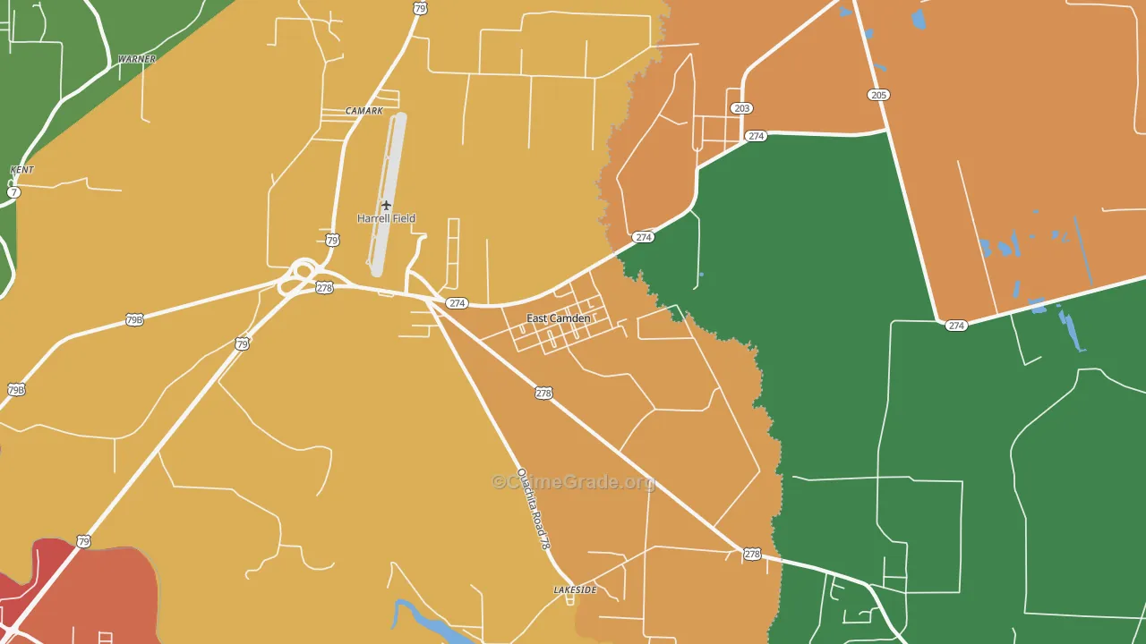East Camden, AR Map of Assault Rates