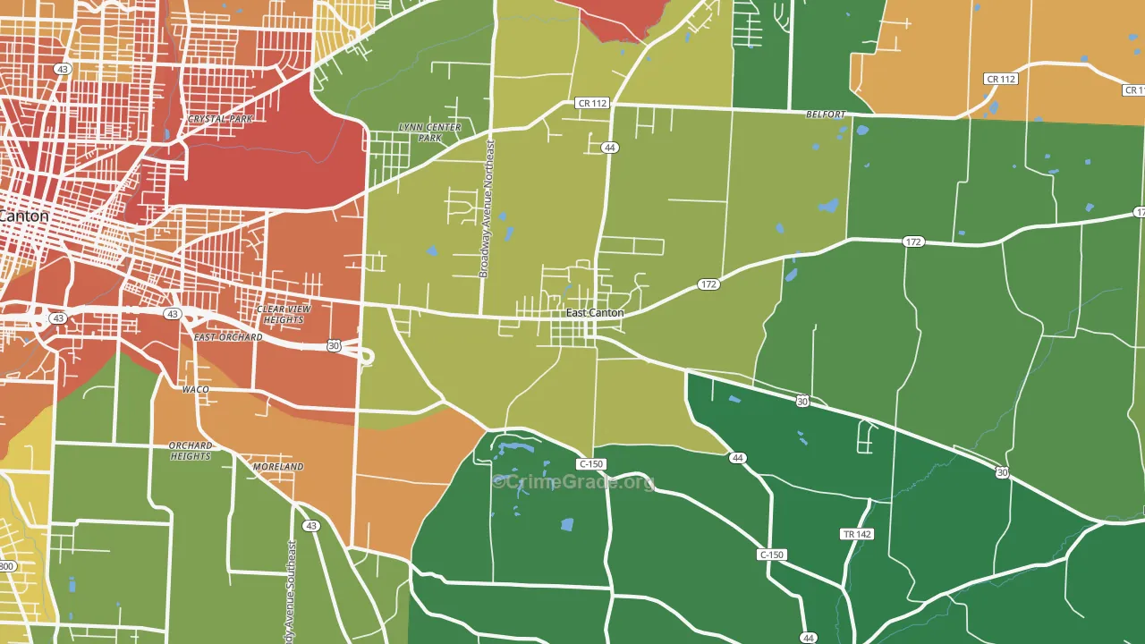 East Canton, OH Map of Assault Rates