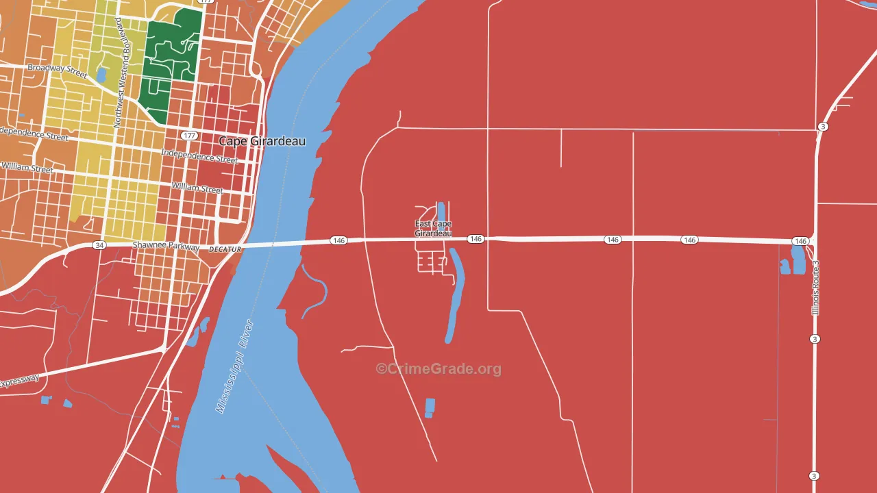 East Cape Girardeau, IL Map of Assault Rates