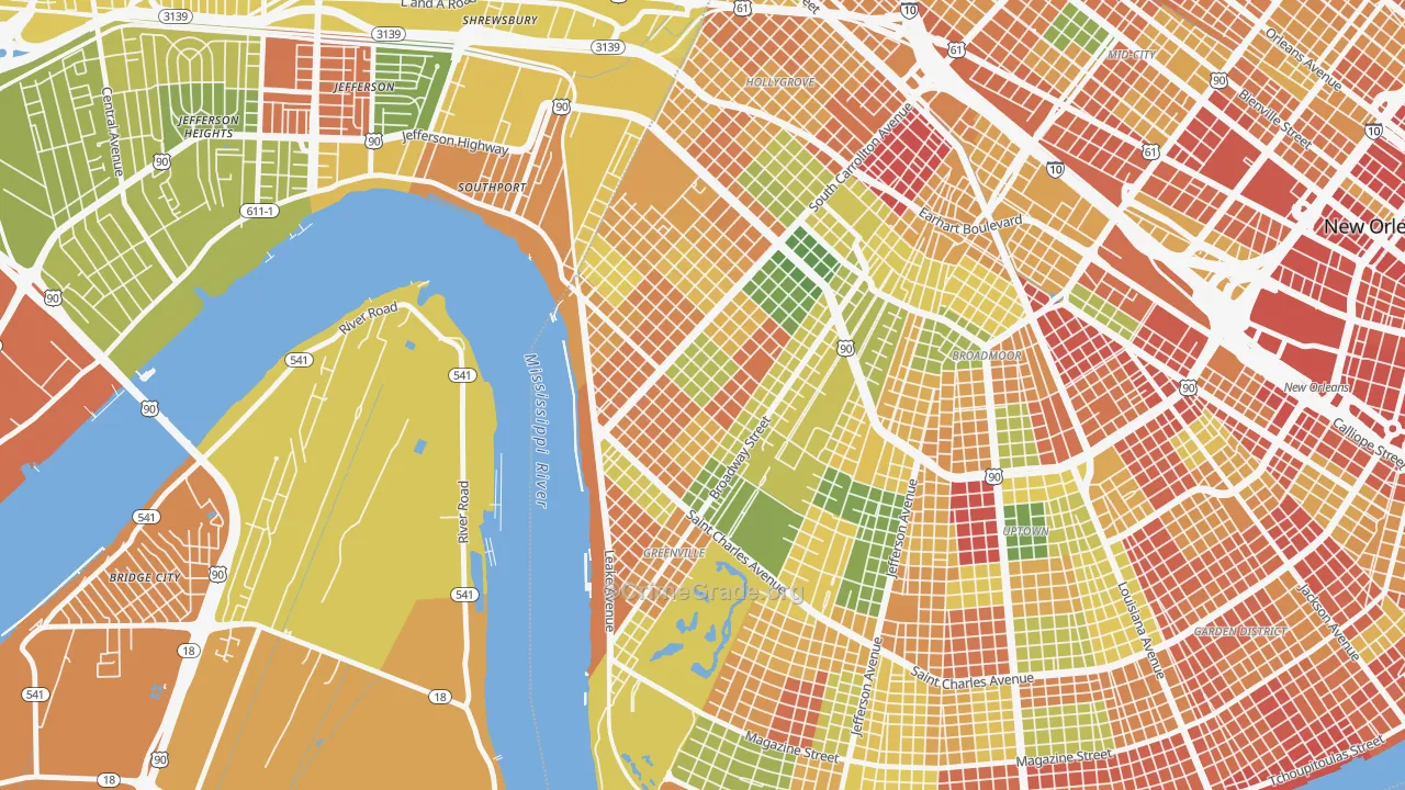 East Carollton, New Orleans, LA Map of Assault Rates