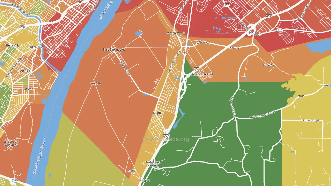 East Carondelet, IL Map of Assault Rates