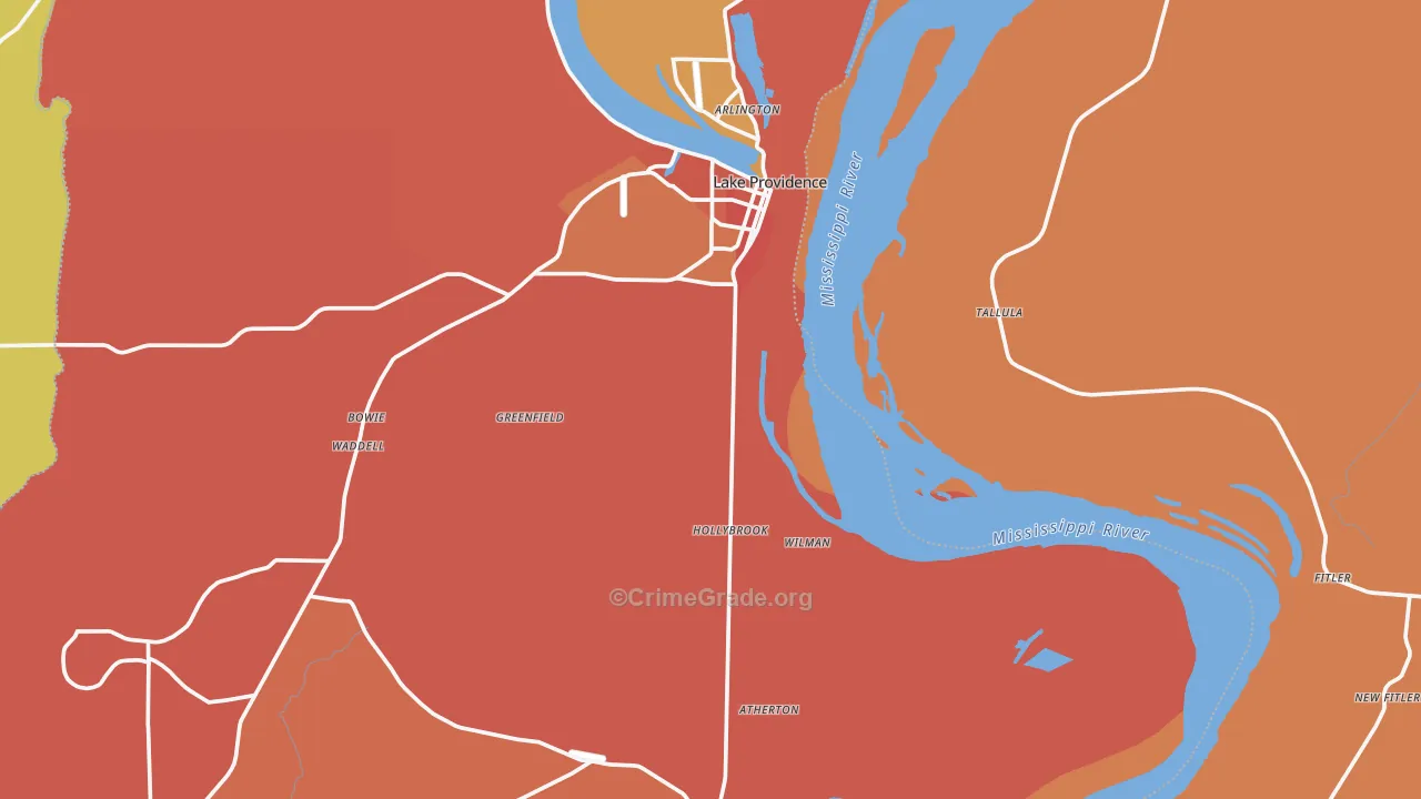 East Carroll Parish, LA Map of Assault Rates