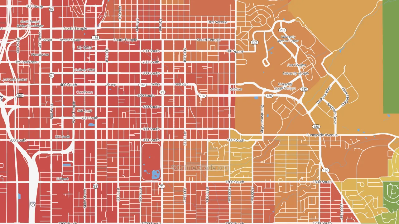 East Central, Salt Lake City, UT Map of Assault Rates