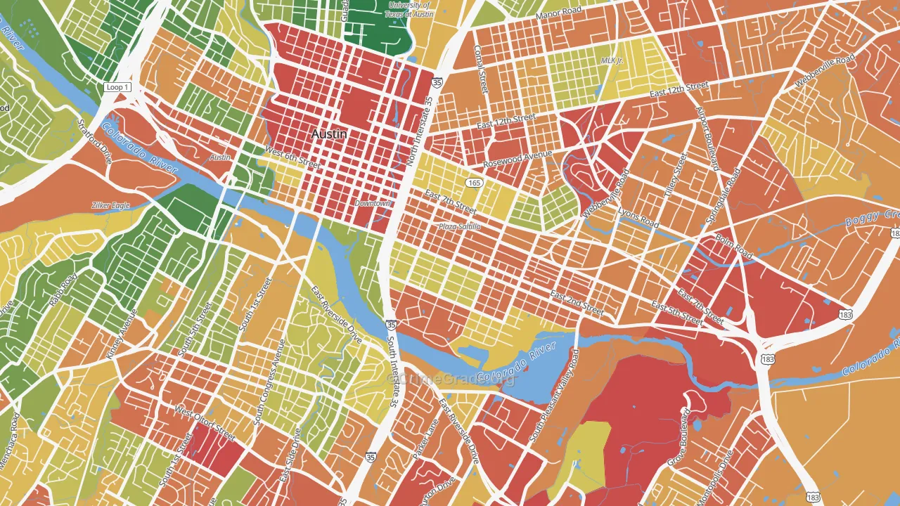 East Cesar Chavez, Austin, TX Map of Assault Rates
