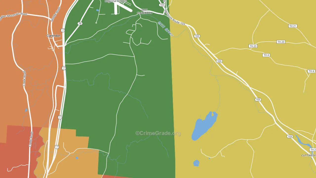 East Clarendon, VT Map of Assault Rates