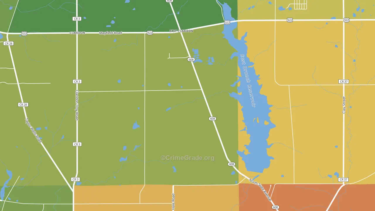 East Claridon, OH Map of Assault Rates