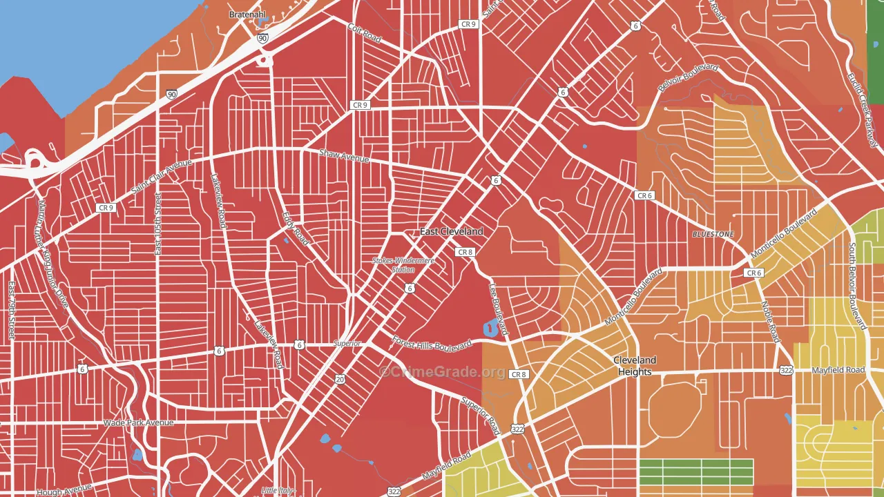 East Cleveland, OH Map of Assault Rates