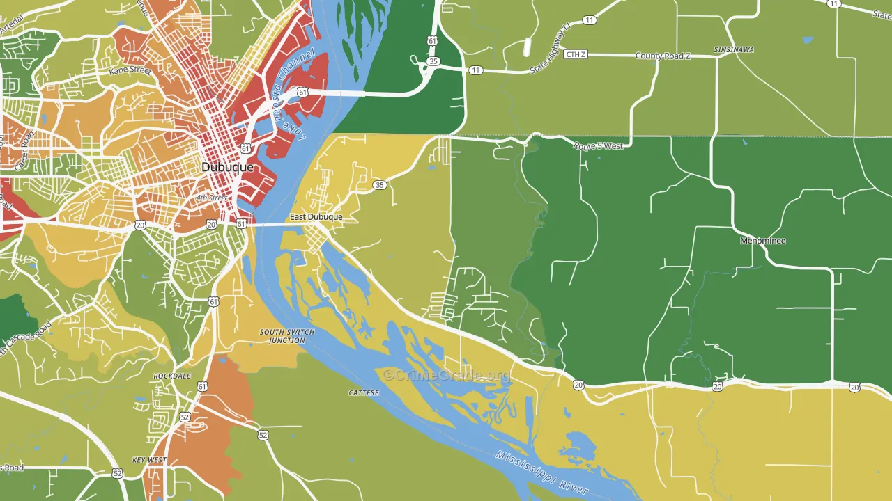 East Dubuque, IL Map of Assault Rates