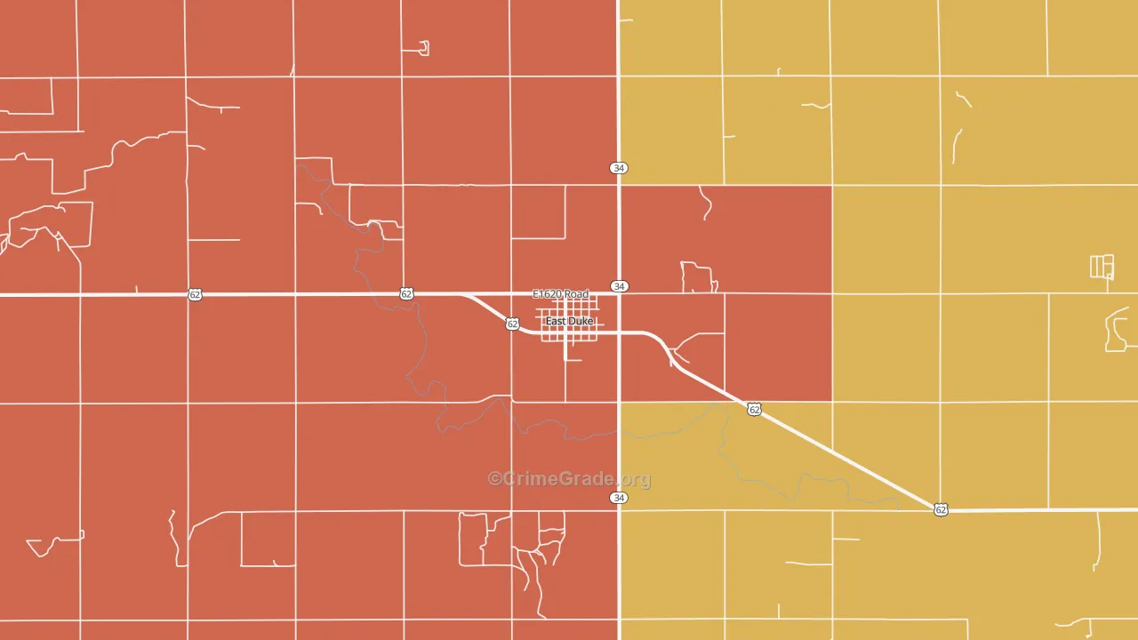 East Duke, OK Map of Assault Rates