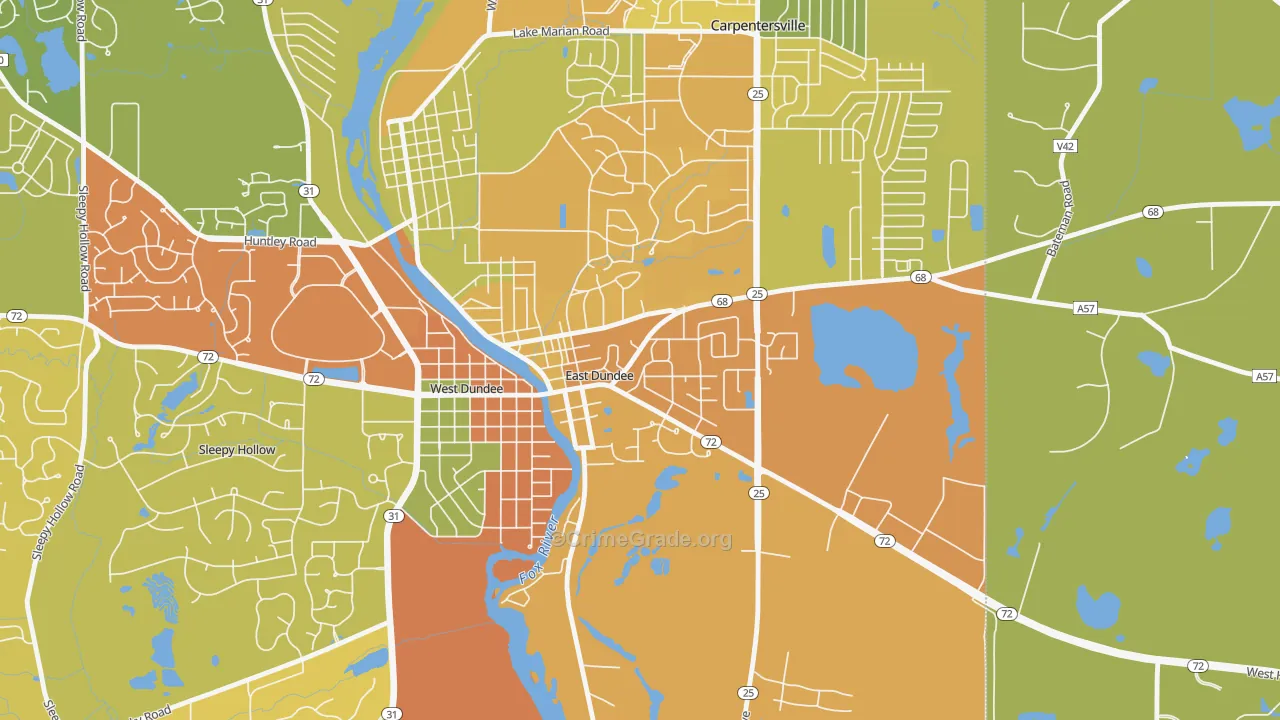 East Dundee, IL Map of Assault Rates