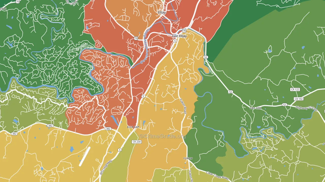 East Ellijay, GA Map of Assault Rates