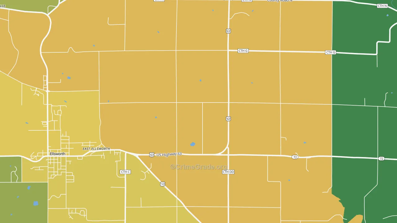 East Ellsworth, WI Map of Assault Rates