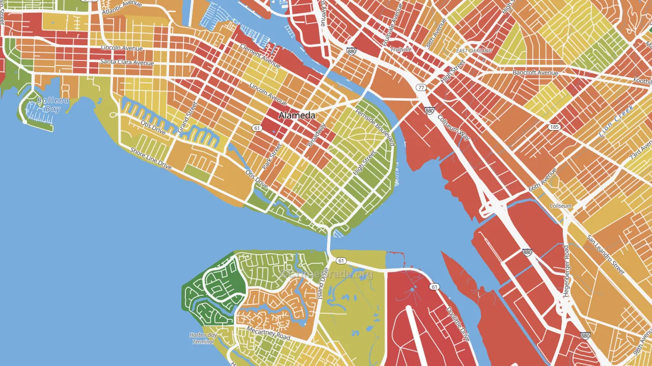 East End, Alameda, CA Map of Assault Rates