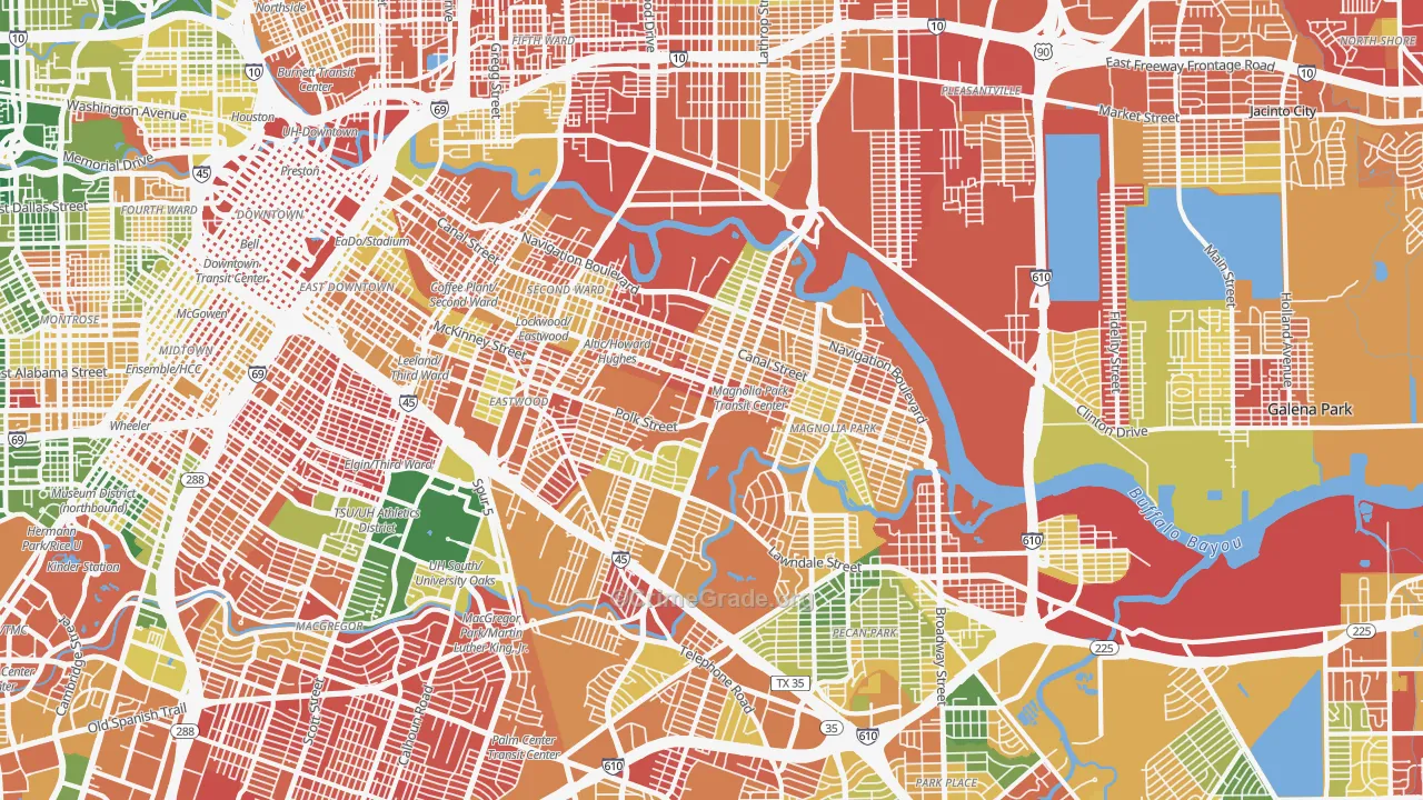 East End, Houston, TX Map of Assault Rates