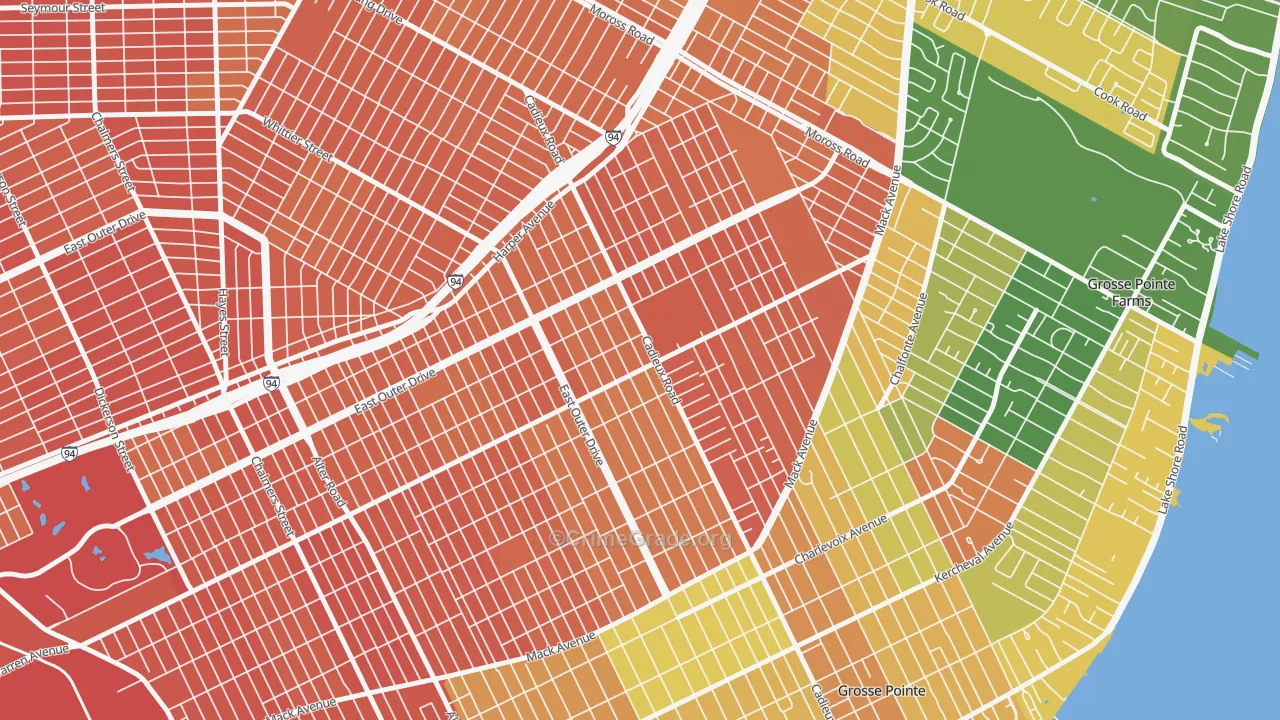 East English Village, Detroit, MI Map of Assault Rates