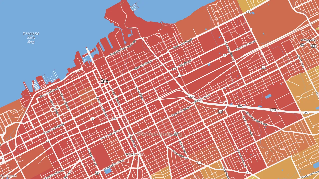 East Erie, Erie, PA Map of Assault Rates